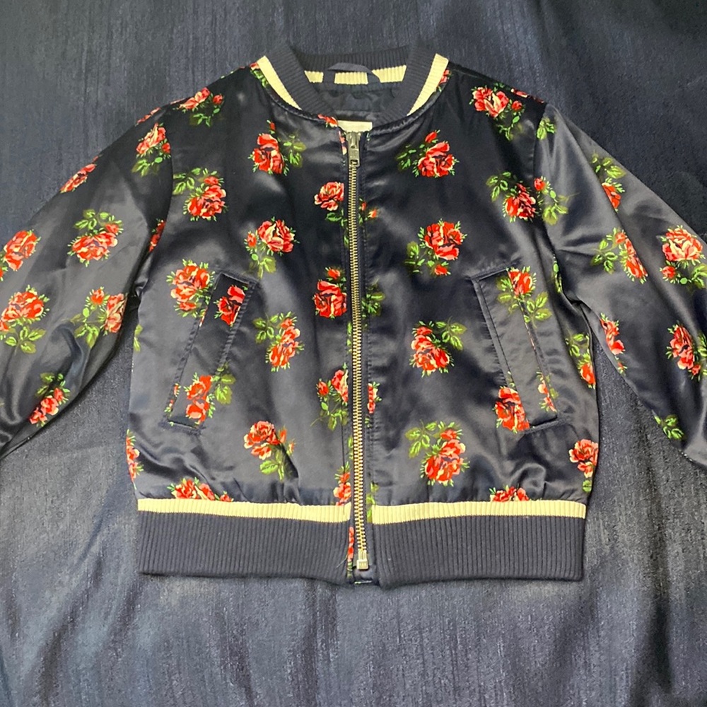Girls cute zip up flower jacket
